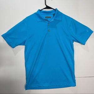 Cubavera Men's Solid Textured Polo Short Sleeve Shirt 👕 Blue {SIZE SMALL}
